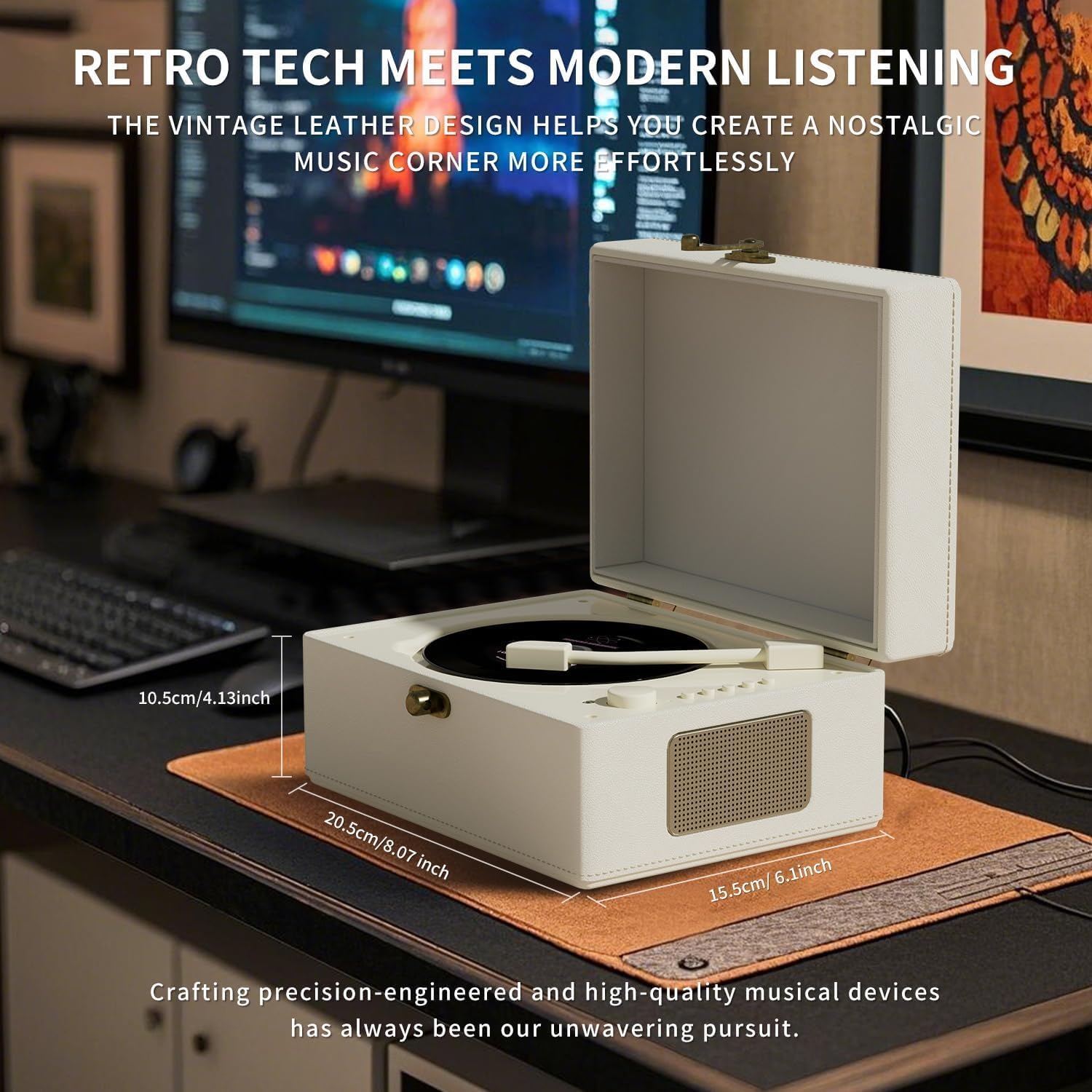 Yintiny Rechargeable Leather CD Player with Speakers